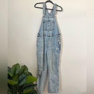 Old Navy Distressed Overalls Acid Wash